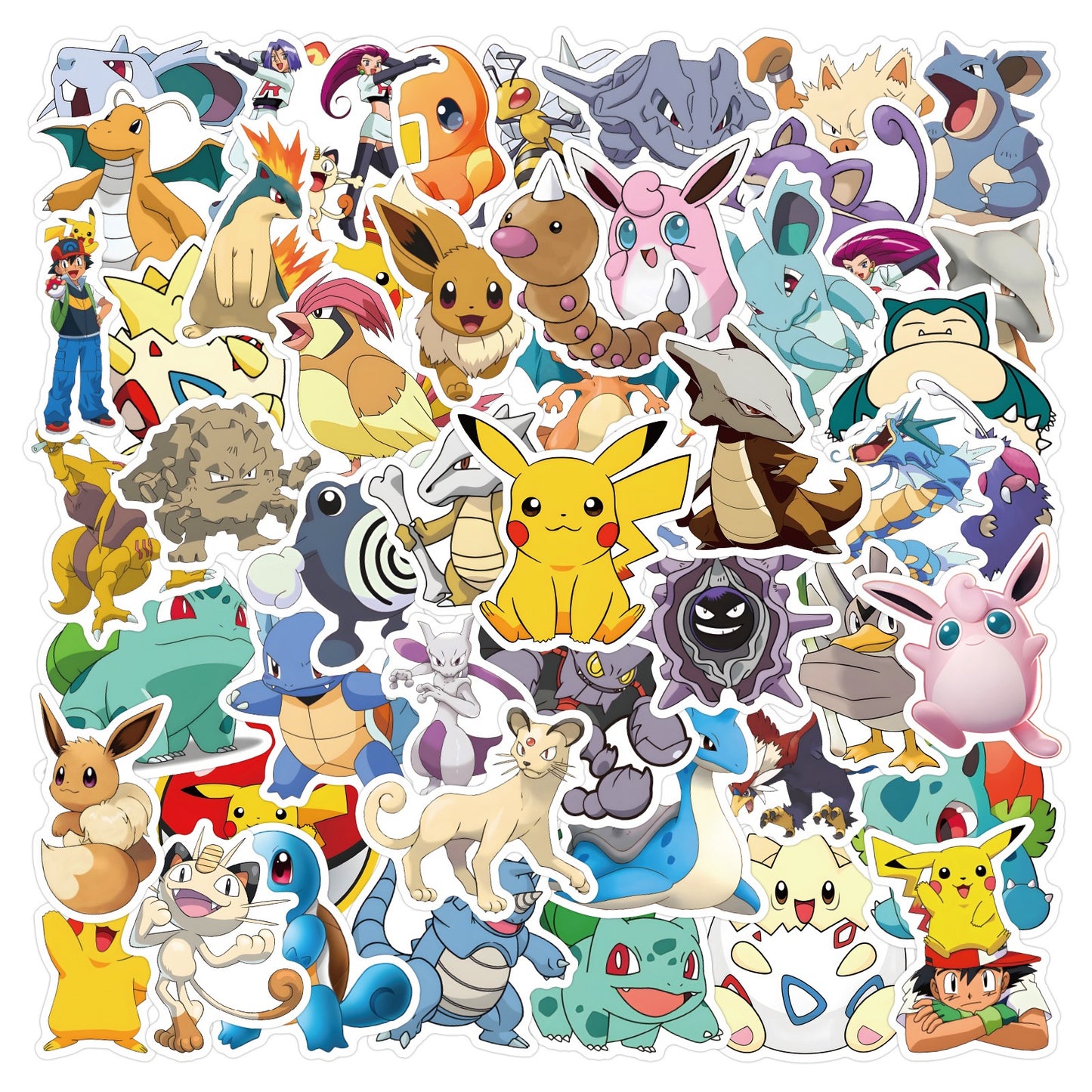 Pokémon Character Stickers – 50PCS Pack