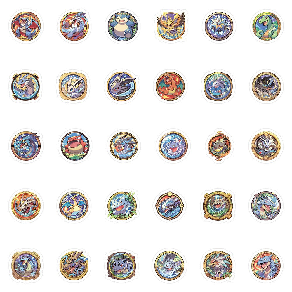 Pokémon Character Badge Stickers – 60PCS Pack